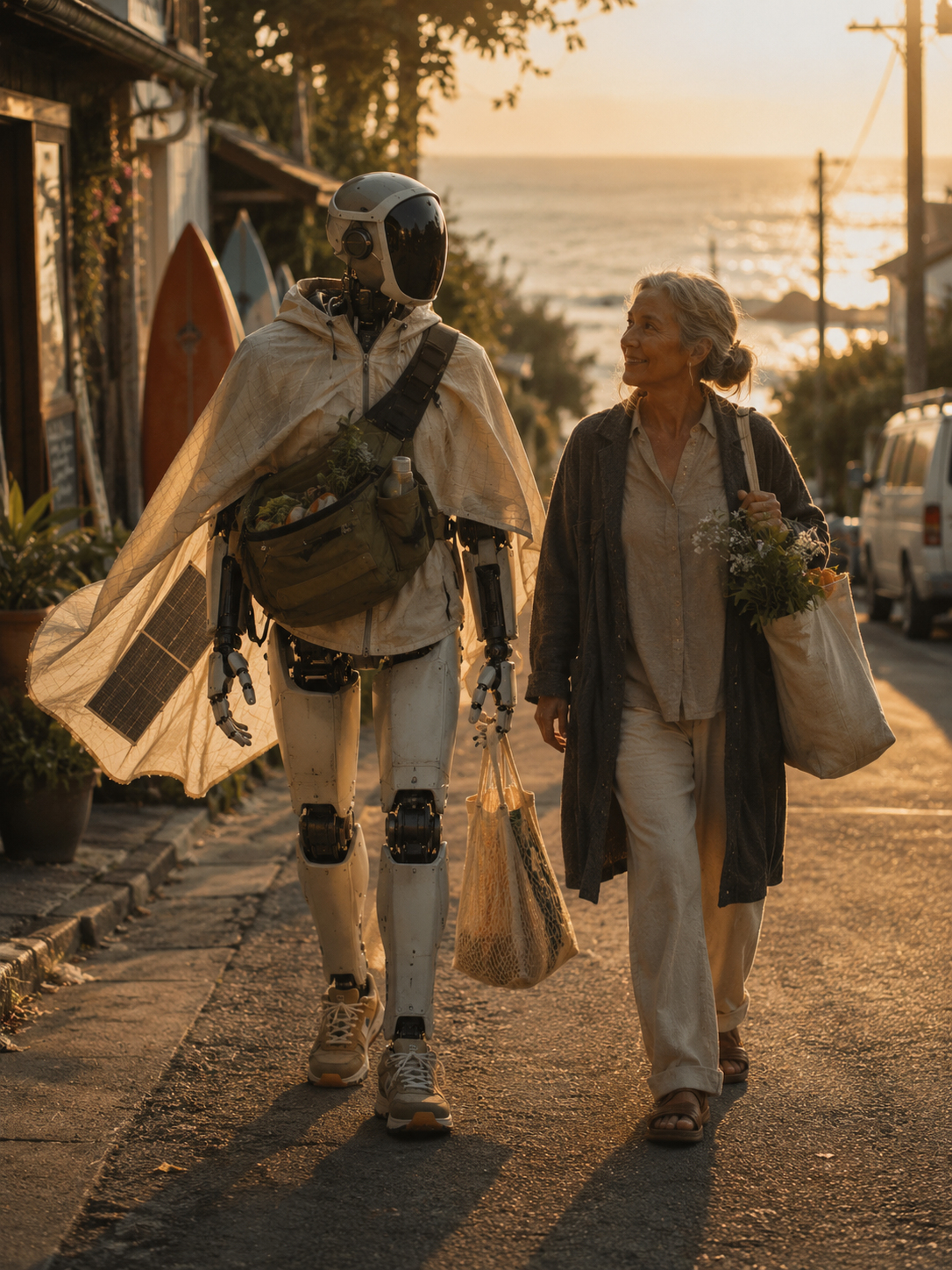 Sunset Walk — 07:42 PM · the path back from the market